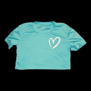 SHEIN Teal Crop Top with Heart Design